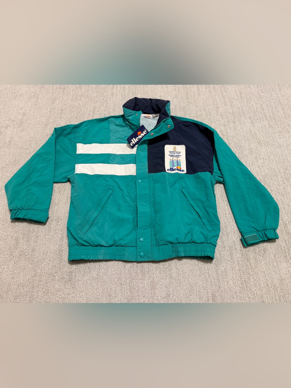 Vintage Green Ellesse Windbreaker Jacket Ritz Carlton Mauna Lani Sports NOS Sz M